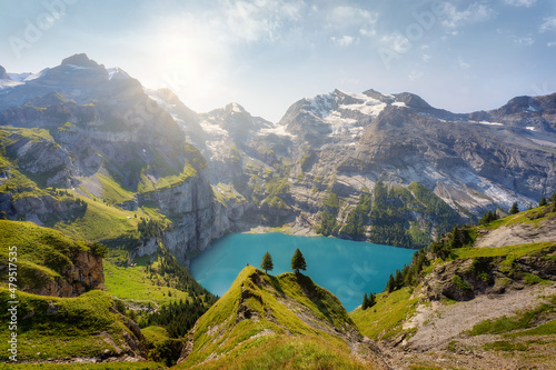 Oeschinensee in the Swiss Alps in Summer