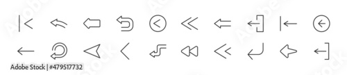 Set of simple left line icons.