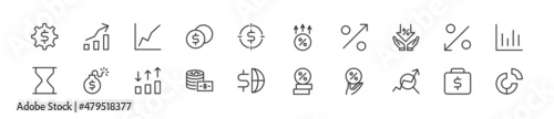 Set of simple passive income line icons.
