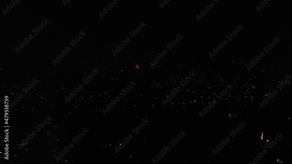 Exploding Fireworks Against Black Night Sky. Locked Off, 