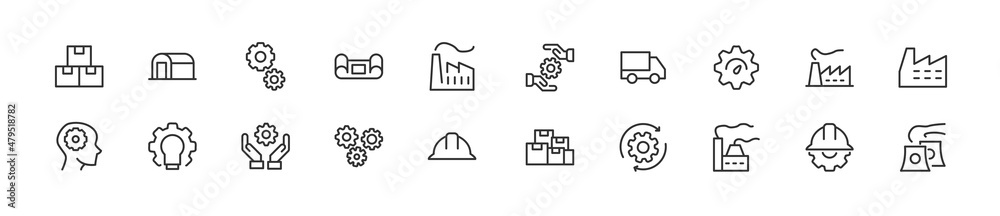 Set of simple production line icons. - obrazy, fototapety, plakaty 