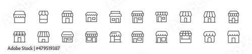 Set of simple shop line icons.