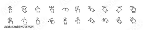 Set of simple swipe line icons.