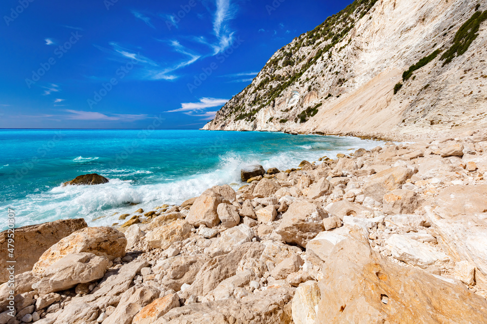 Myrtos Beach in Kefalonia, Greece