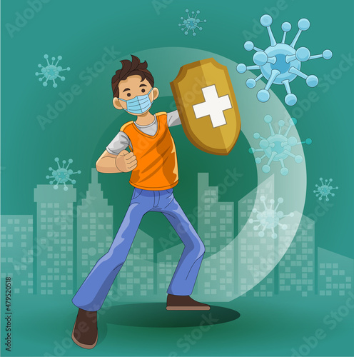 Vector illustration, it's time to fight the virus.