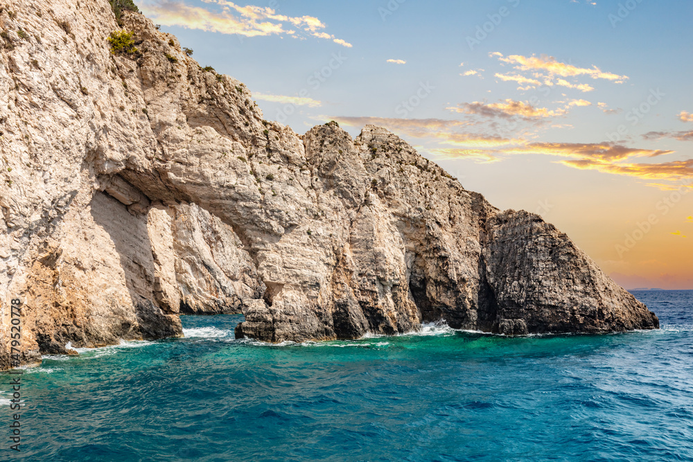 Keri caves and cliff in Zakynthos, Greece. Ionian sea. Keri caves and cliff in Zakynthos, Greece. Ionian sea.