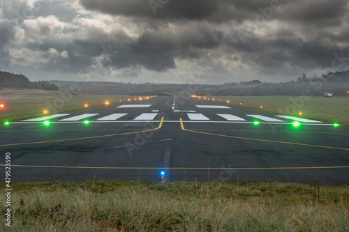 Slika na platnu Small illuminated runway of a small airport
