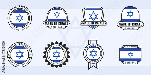 set of made in israel logo outline vector illustration template icon graphic design. bundle collection of flag country with various badge and typography