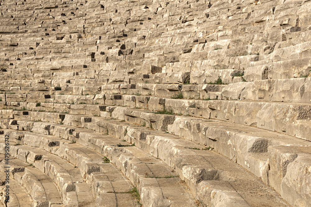 old stone stands of ruined ancient stadium