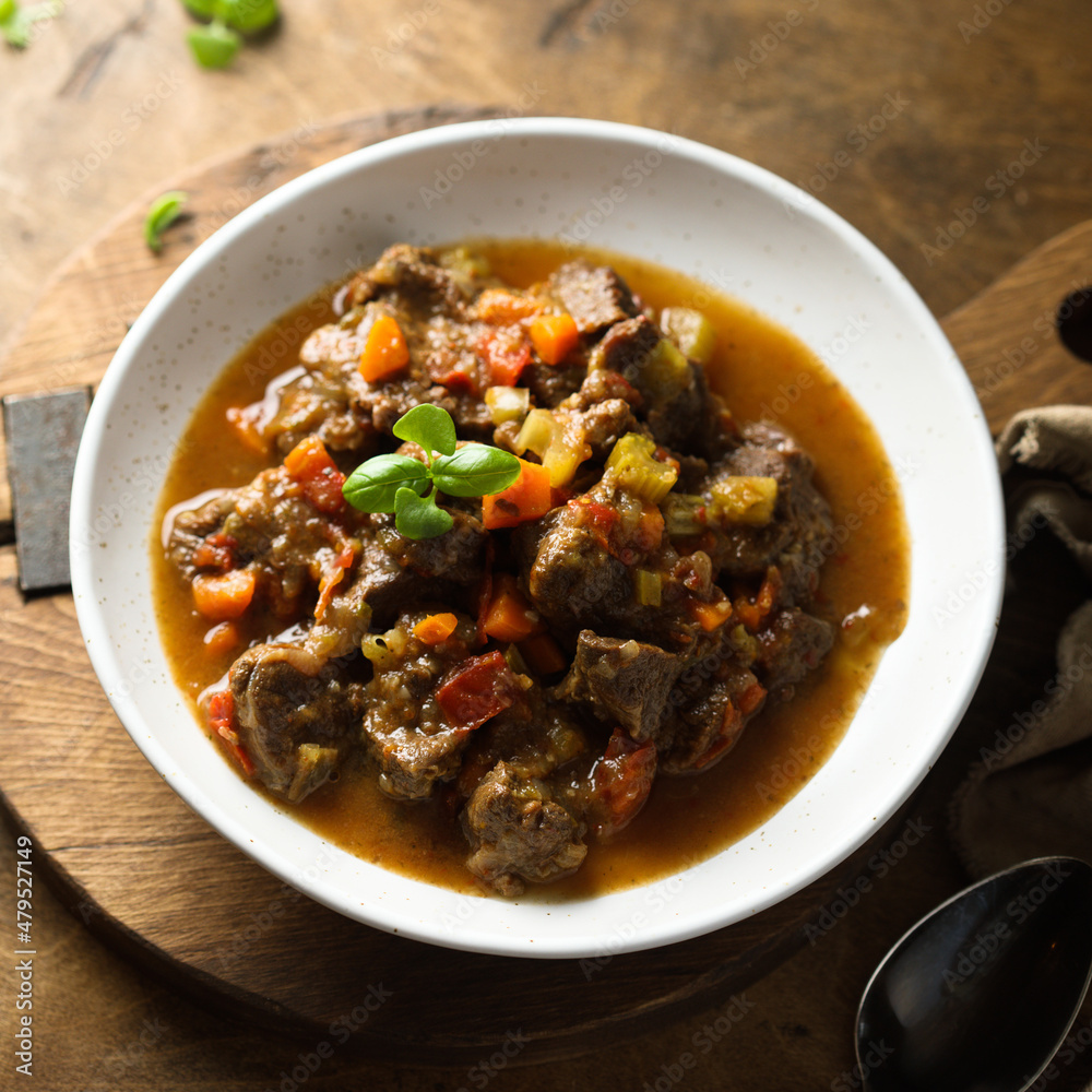 Beef ragout with vegetables and basil Beef ragout with vegetables and basil
