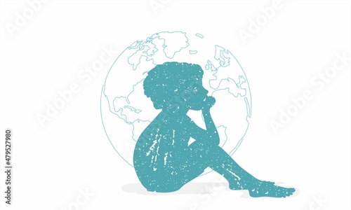 Tableau sur toile Vector of Poor Staring Hungry Orphan Child