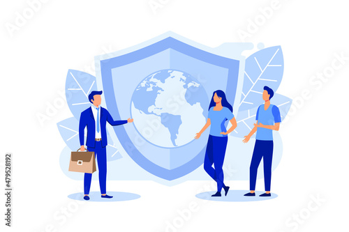 little men prepare for the day of the Earth, save the planet, save energy, the hour of the Earth, the concept of the Earth day flat vector illustration 