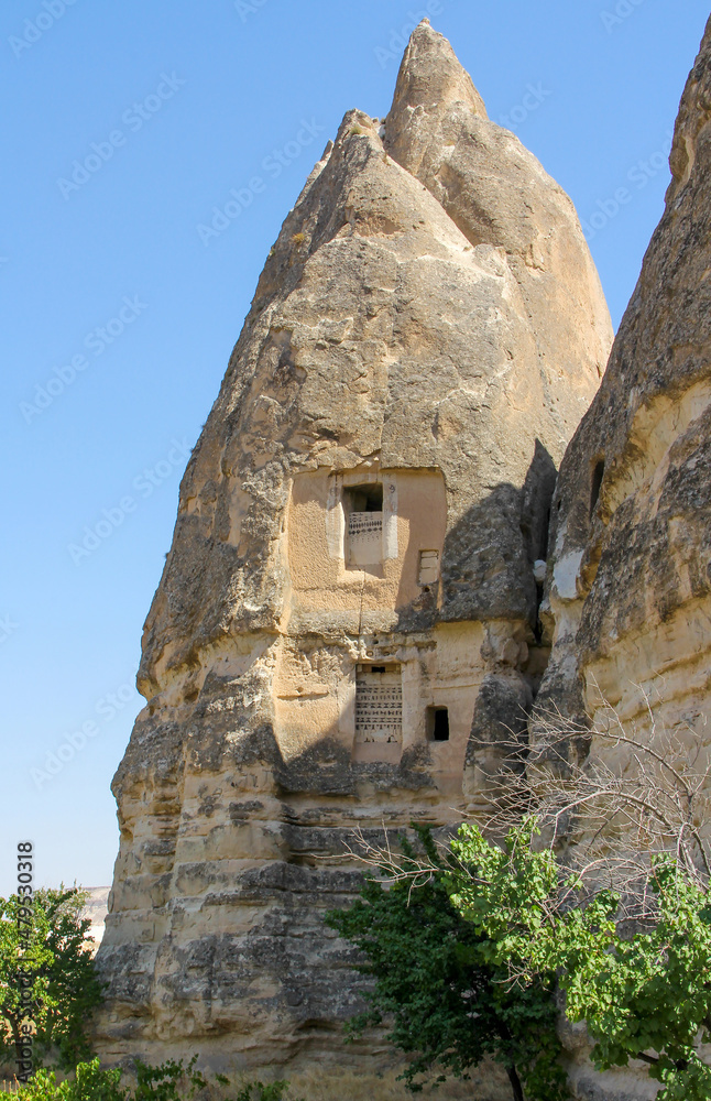 Fairy chimneys near Cavusin Town in Cappadocia