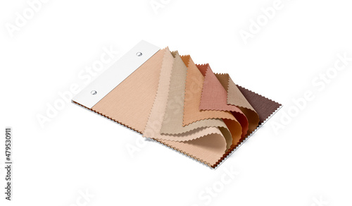 Blank colored fabric catalog with samples mockup, side view