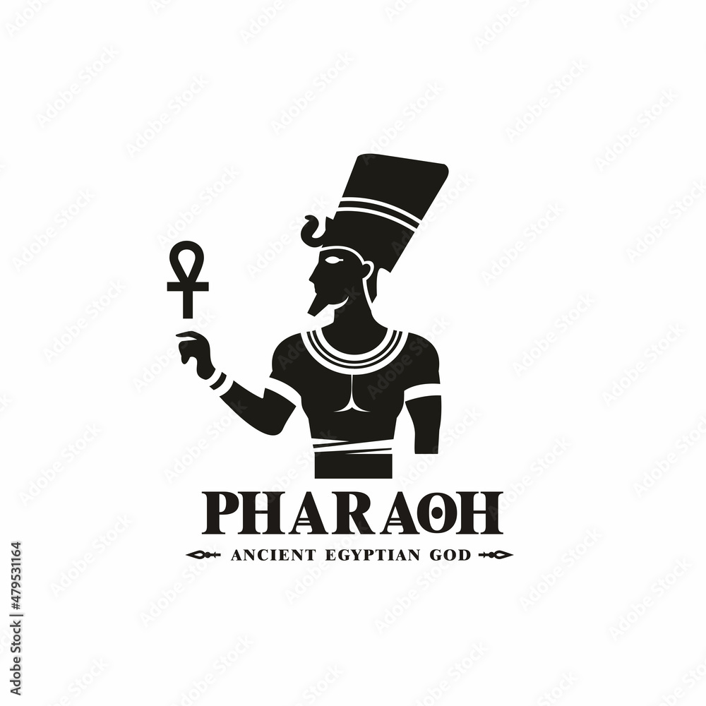Silhouette of ancient egyptian god pharaoh, middle east king with crown ...