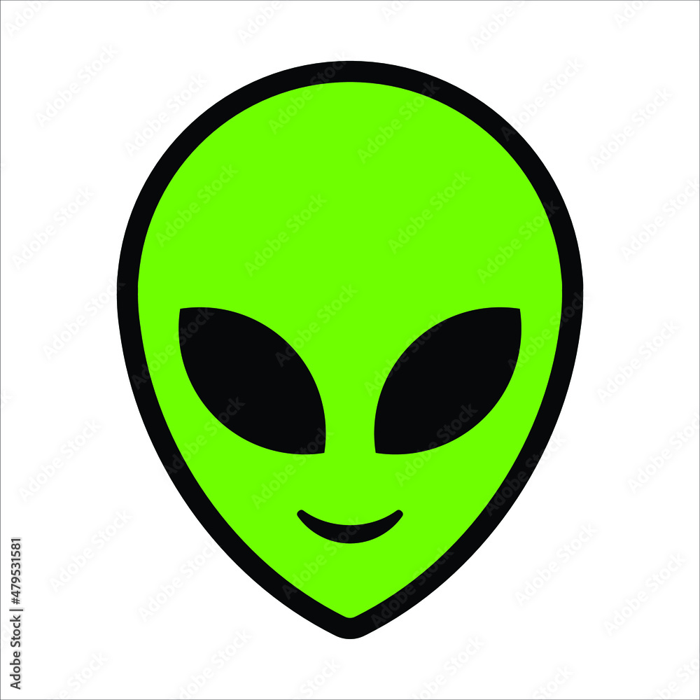 Alien green head isolated on white background vector illustration. Extraterrestrial alien face or head symbol line art vector icon for apps and websites. Alien green head isolated on white background vector illustration. Extraterrestrial alien face or head symbol line art vector icon for apps and websites.