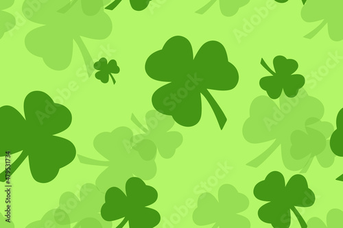 Vector seamless clover models.  Clover pattern with three leaves. A chaotic sample of shamrocks.