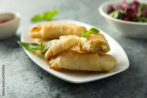 Puff pastry rolls with Feta cheese