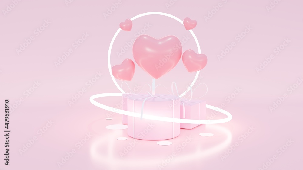 valentine's day card with gifts and hearts 3d render valentine's day card with gifts and hearts 3d render