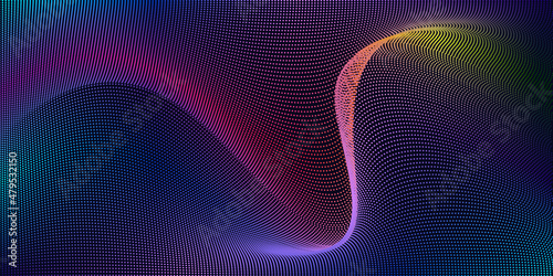 Abstract wavy background for brochure, cover and flyer.  Colorful dynamic particle wave graphic vector illustration for multipurpose usage like technology, science.