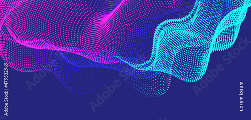 Abstract wavy background for brochure, cover and flyer.  Colorful dynamic particle wave graphic vector illustration for multipurpose usage like technology, science.