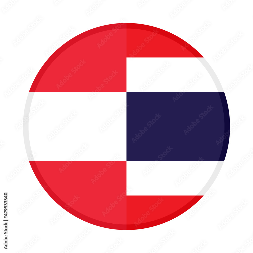 round icon with austria and thailand flags. vector illustration isolated on white background round icon with austria and thailand flags. vector illustration isolated on white background