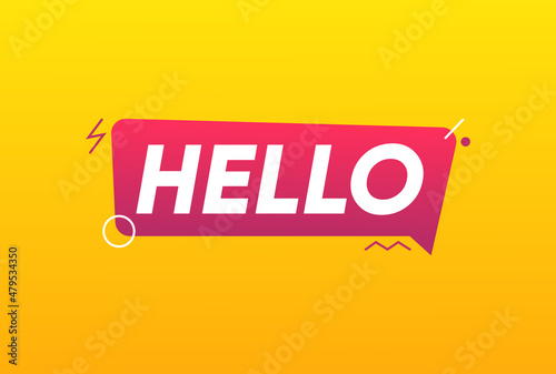 Hello, bubble banner vector design