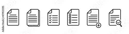 Document icon. Accept file sign or symbol. Agreement file line icon. Paper file form templates. Stock vector