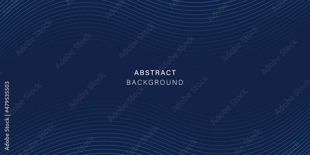 Blue Background with Wavy Thin Lines. Futuristic Technology Elegant