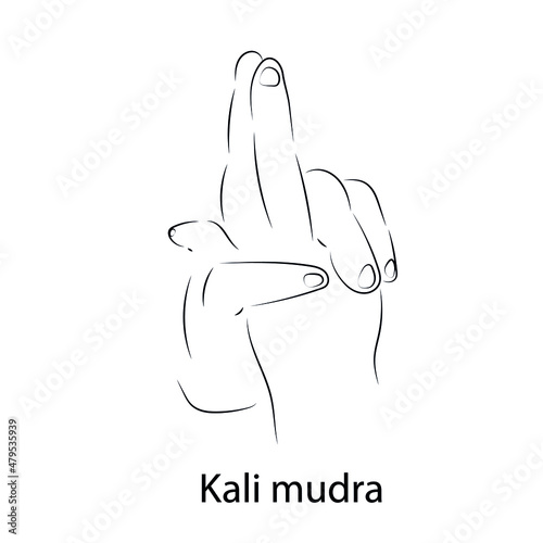 Kali mudra. Hand spirituality. Technique of meditation for mental health.