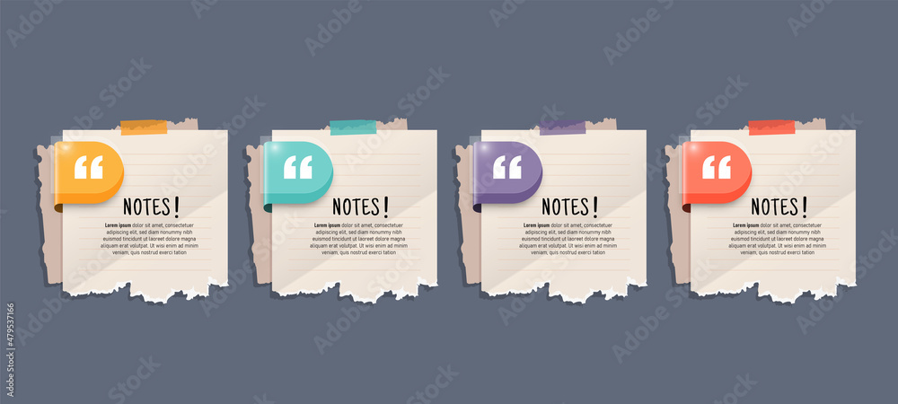 Text box design with note papers infographic. Stock Vector | Adobe Stock