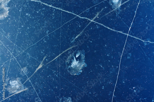 Fototapeta Naklejka Na Ścianę i Meble -  texture ice top view cracks transparent abstract background winter
