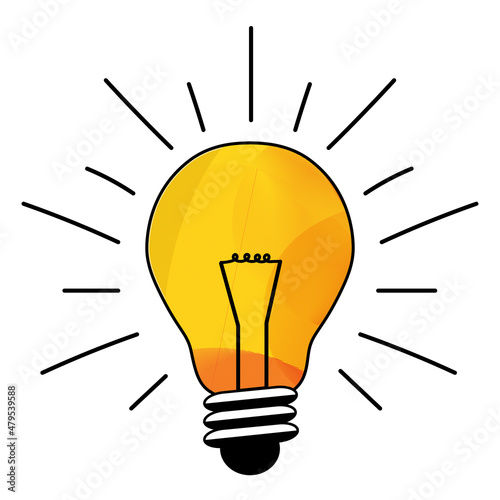 Colorful lightbulb sketch. Vector icon. Creative idea concept illustration.