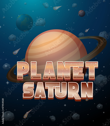 Planet Saturn word logo poster