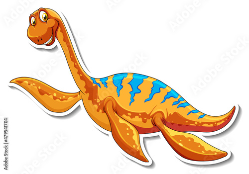 Elasmosaurus dinosaur cartoon character sticker