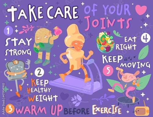 Take care of your joints. Creative landscape poster in modern style.