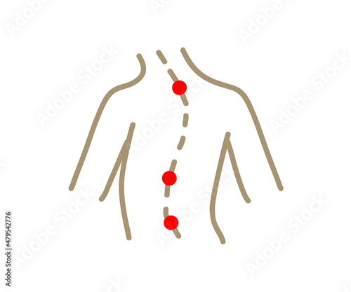 Curved human spine. Poor posture. Symbol. Vector illustration.