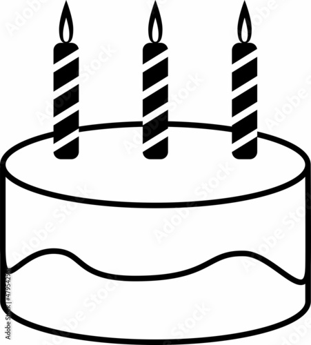 Cake with candles black and white isolated vector