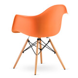 Orange chair on wooden legs on a white background