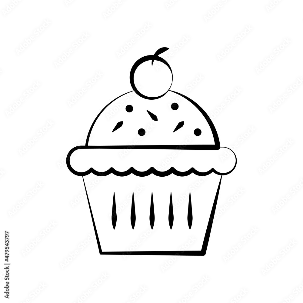 Cupcake vector Outline Icon Design illustration. Food and Drink Symbol on White background EPS 10 File Cupcake vector Outline Icon Design illustration. Food and Drink Symbol on White background EPS 10 File