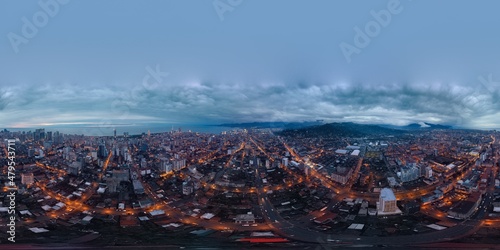 Aerial view of Batumi city during sunset
