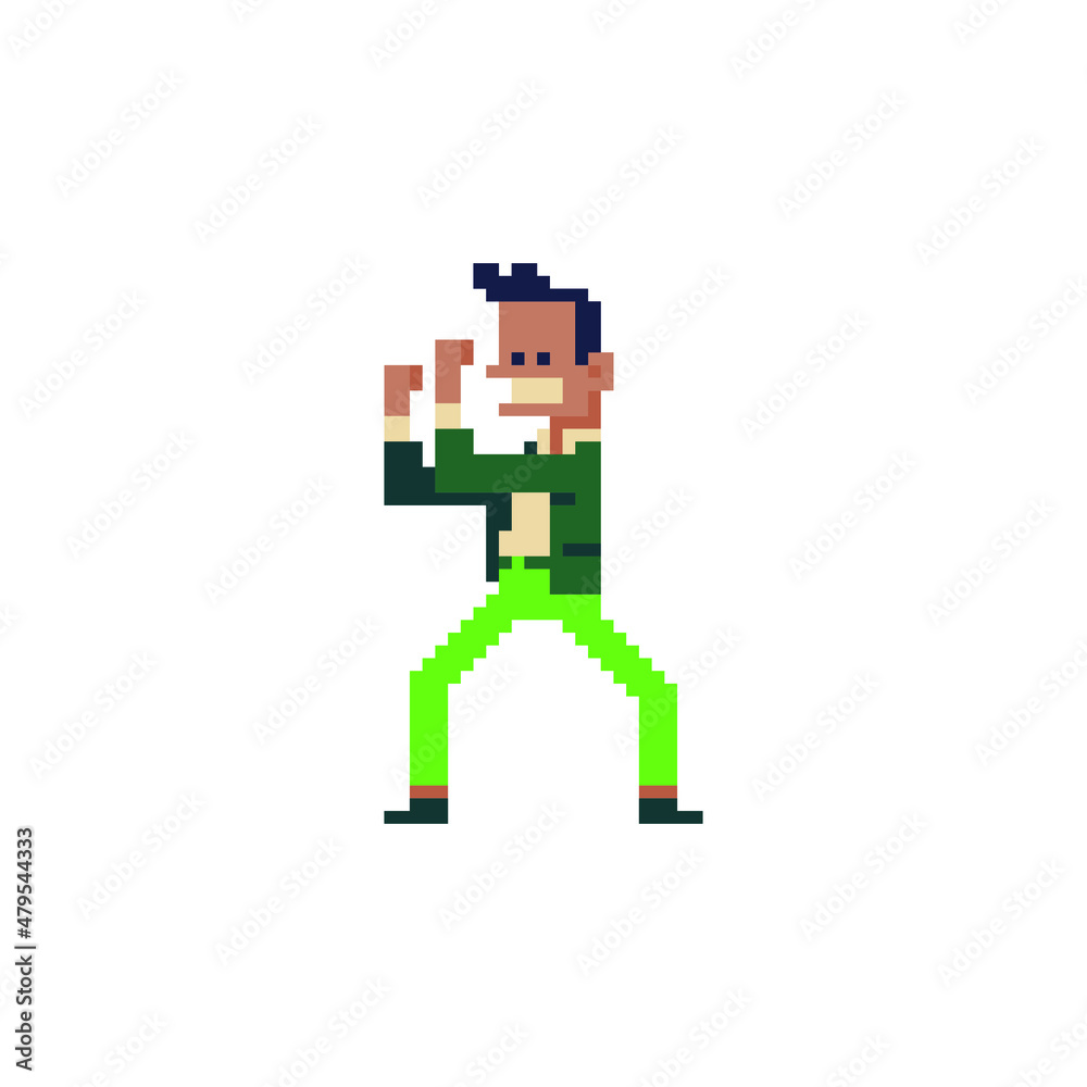Fighting man. Pixel art characters. Business conflict. Isolated vector illustration. Fighting man. Pixel art characters. Business conflict. Isolated vector illustration.