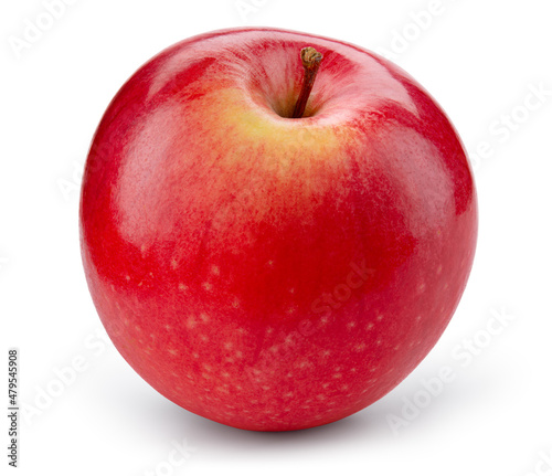 Red apple isolated. Apple on white background. Red apple with yellow side. With clipping path. Full depth of field.