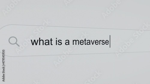 What is a metaverse? - Pc screen internet browser search engine bar typing technology related question.