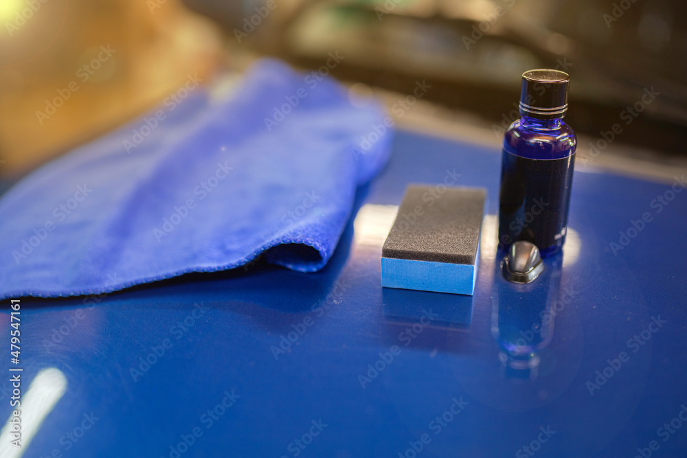 bottle blue nanoceramic agent for car body, polishing and rubbing in wax and ceramics. bottle blue nanoceramic agent for car body, polishing and rubbing in wax and ceramics.