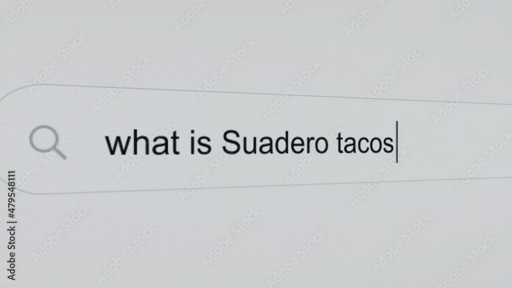 What is Suadero Tacos? - Pc screen internet browser search engine bar typing Mexican food related question. What is Suadero Tacos? - Pc screen internet browser search engine bar typing Mexican food related question.