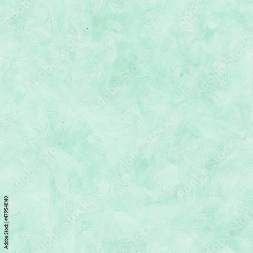 Soft mint gouache. Green texture from brush strokes. Vintage seamless pattern.