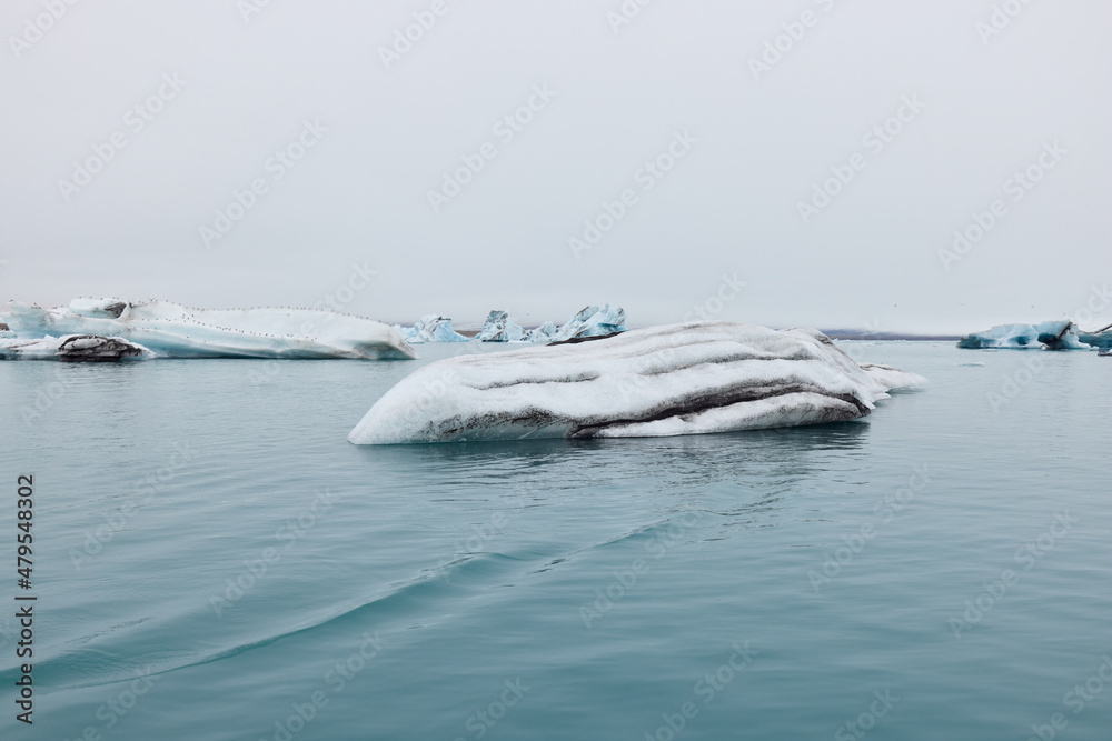 Naklejka premium A iceberg in Iceland. A iceberg flowing into the Jokulsarlon lagoon, detached from the glacier's front.