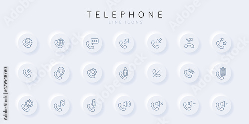 Set of telephone icons in line style.