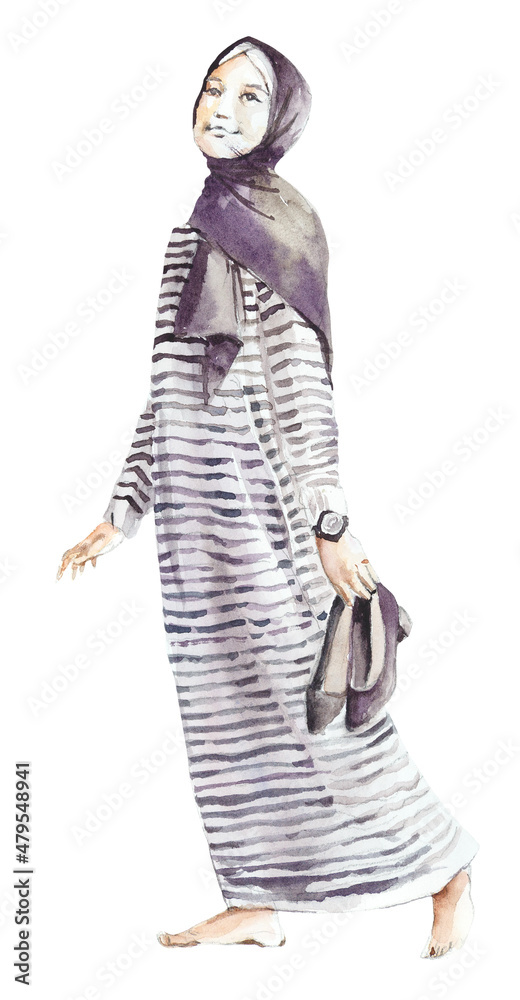 Muslim Woman. Watercolor hand drwan illustration Muslim Woman. Watercolor hand drwan illustration